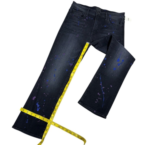 MOTHER the Insider Ankle Rain City Lights Jean gray black paint splatter print - Picture 3 of 11